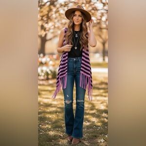 Say What? Purple and Black Knit Scarf